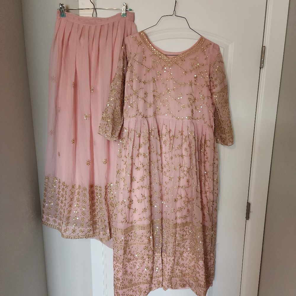 Pink Lengha with Sequin work